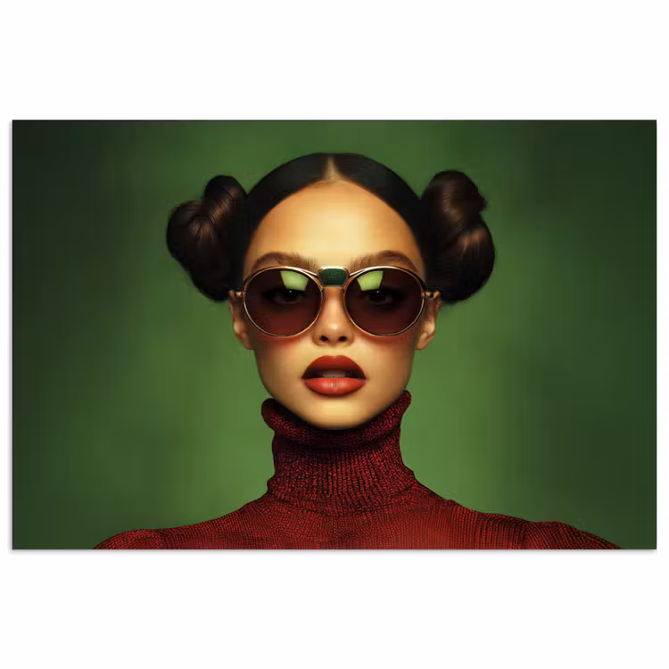 Poster - Vrouw - Groen - Bril - Aesthetic - Modern — 1