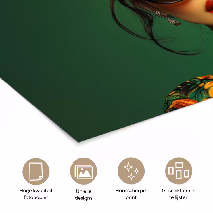 Poster - Vrouw - Groen - Modern - Bril - Abstract — 5
