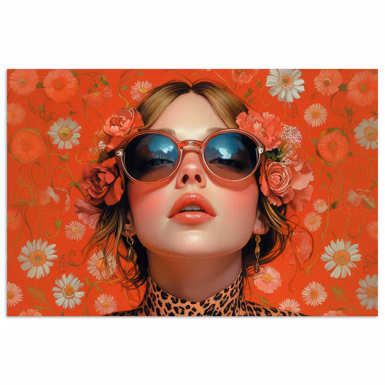 Poster - Vrouw - Kleurrijk - Dierenprint - Bloemen — 1