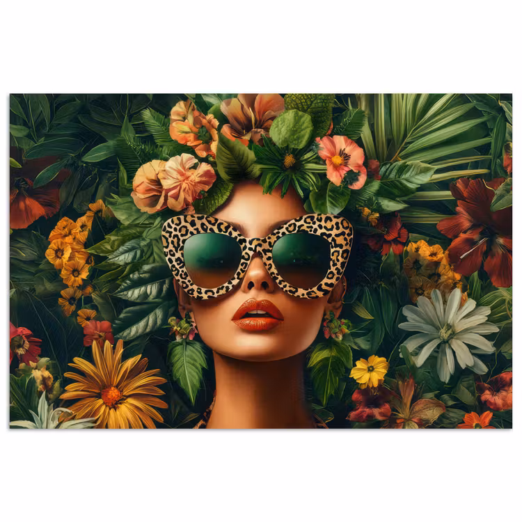 Poster - Vrouw - Panterprint - Jungle - Natuur - Luxe — 1
