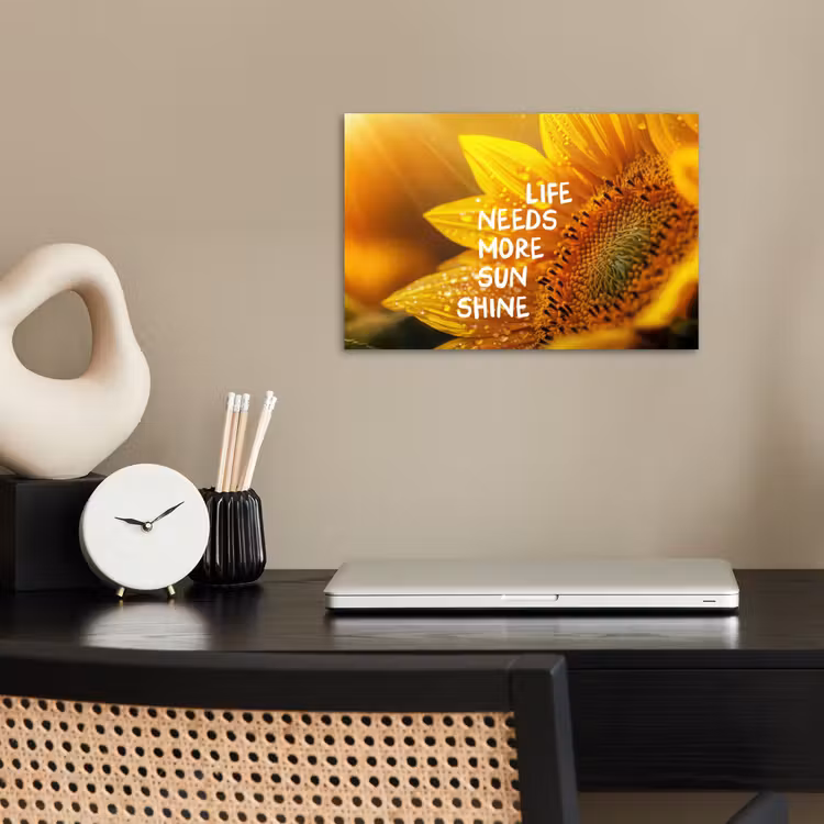 Poster - Zonnebloem - Close up - Geel - Quote — 2