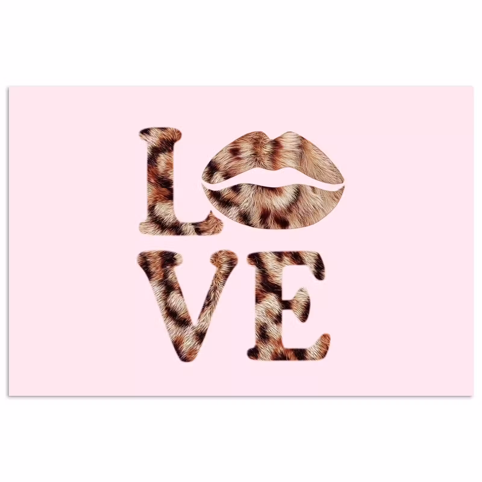 Poster - Tekst - Love - Pantervacht - Lichtroze — 1