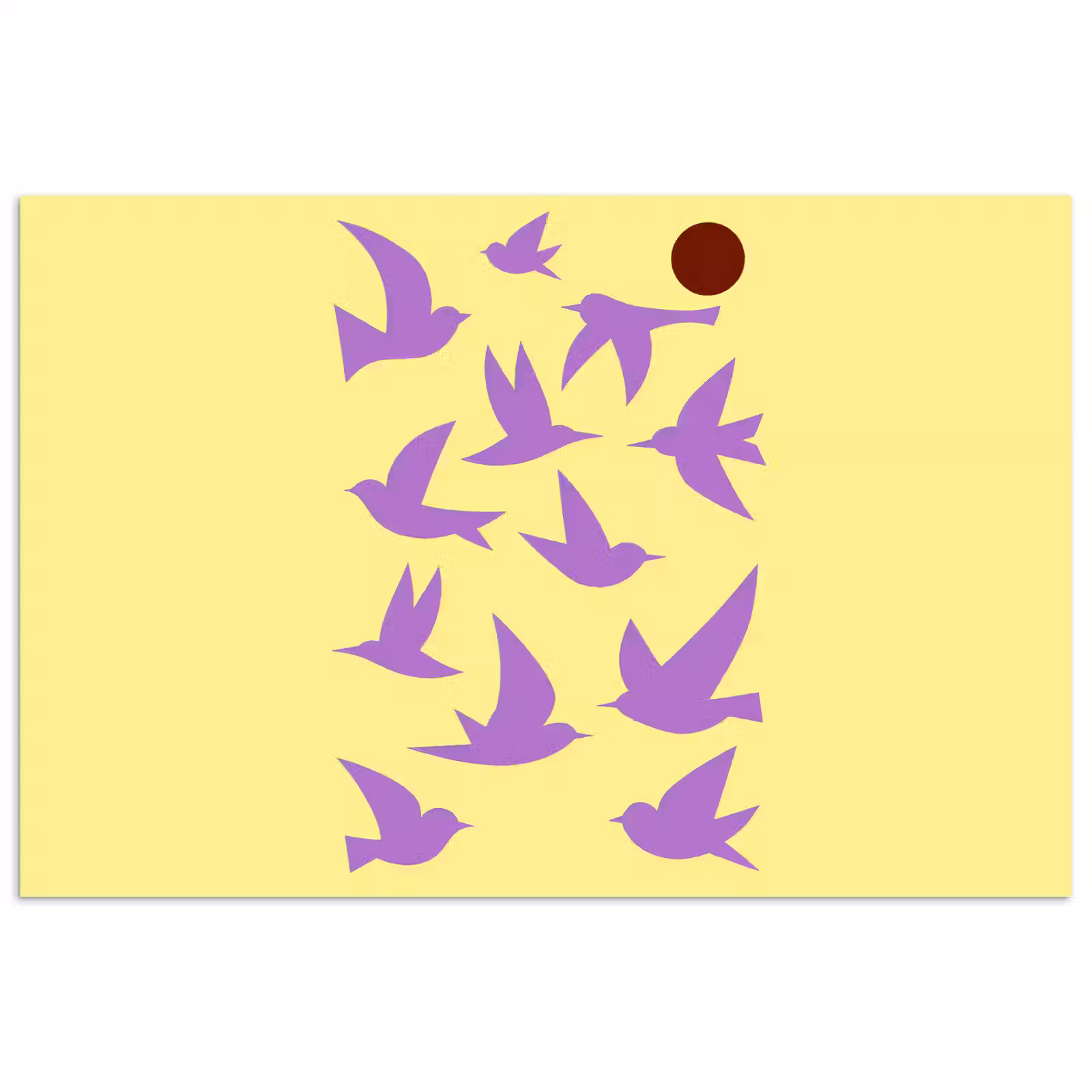 Poster - Vogels - Cirkel - Geel - Beweging — 1