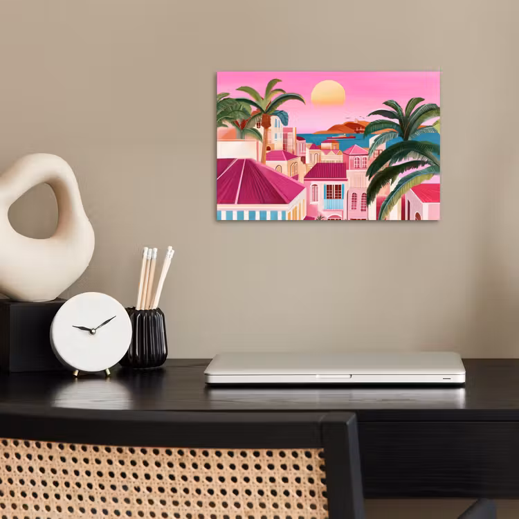 Poster - Stad - Roze - Palmbomen — 2