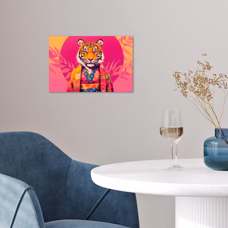 Poster - Tijger - Kimono - Planten - Roze — 4