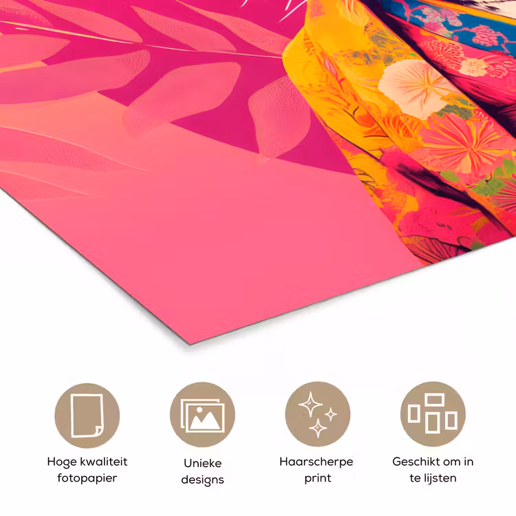 Poster - Tijger - Kimono - Planten - Roze — 5