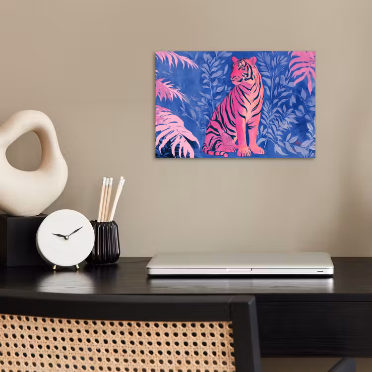 Poster - Tijger - Roze - Bladeren - Jungle — 2