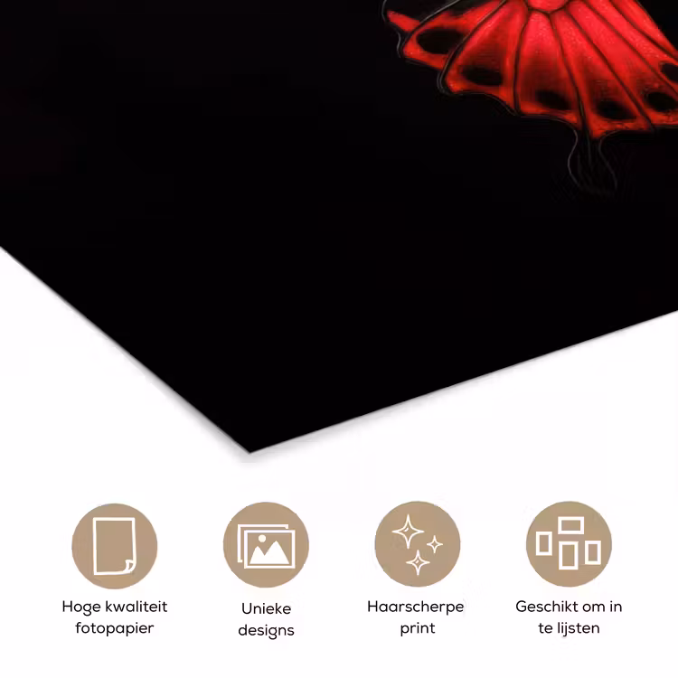 Poster - Vlinder - Rood - Contrast — 5