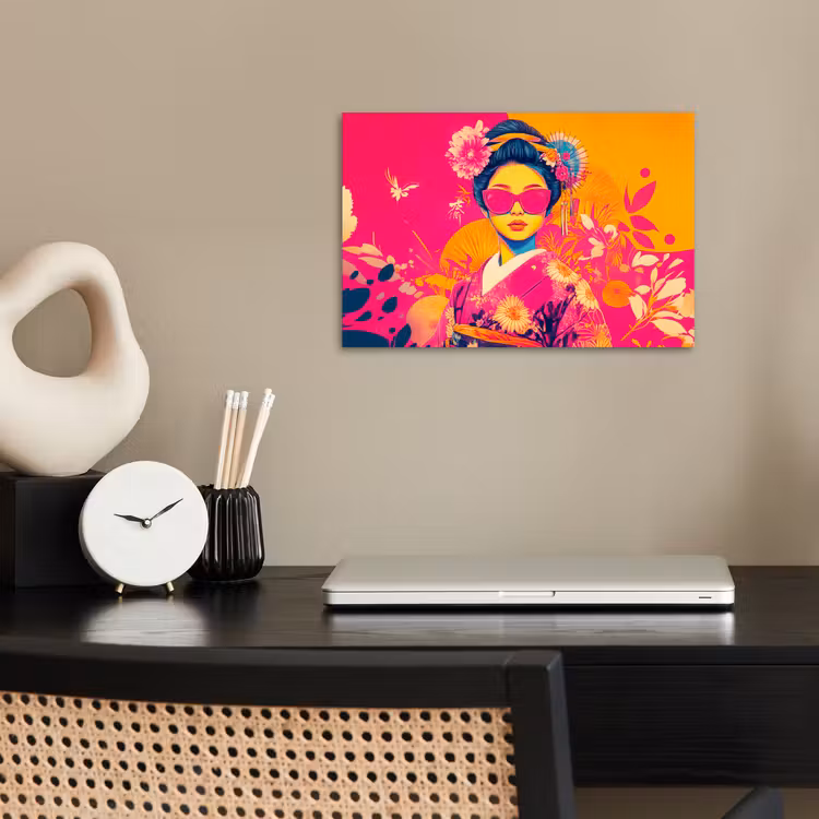 Poster - Vrouw - Zonnebril - Abstract - Oranje — 2