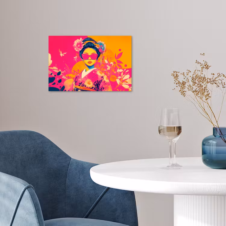 Poster - Vrouw - Zonnebril - Abstract - Oranje — 4