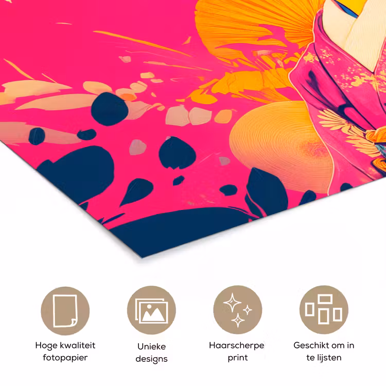Poster - Vrouw - Zonnebril - Abstract - Oranje — 5