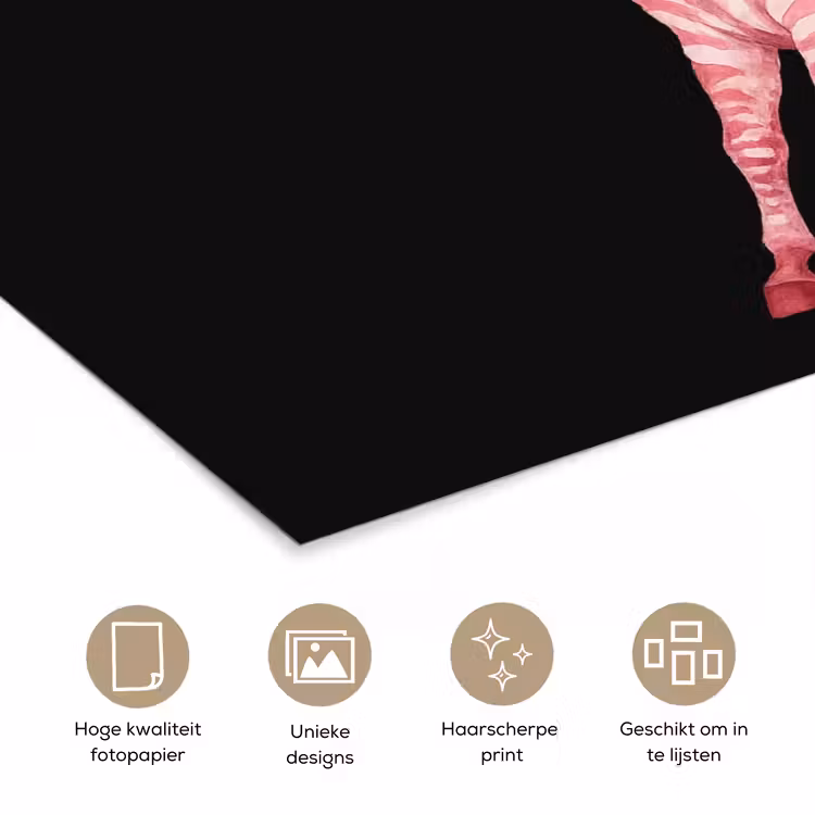 Poster - Zebra - Roze - Gestreept — 5