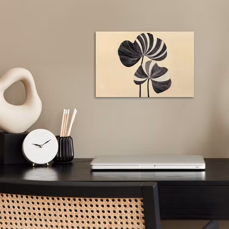 Poster - Zwart - Bladeren - Strepen - Minimalistisch — 2