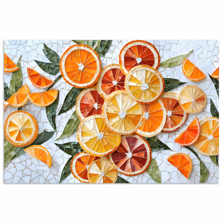 Poster - Schijfjes - Fruit - Oranje - Mozaïek — 1
