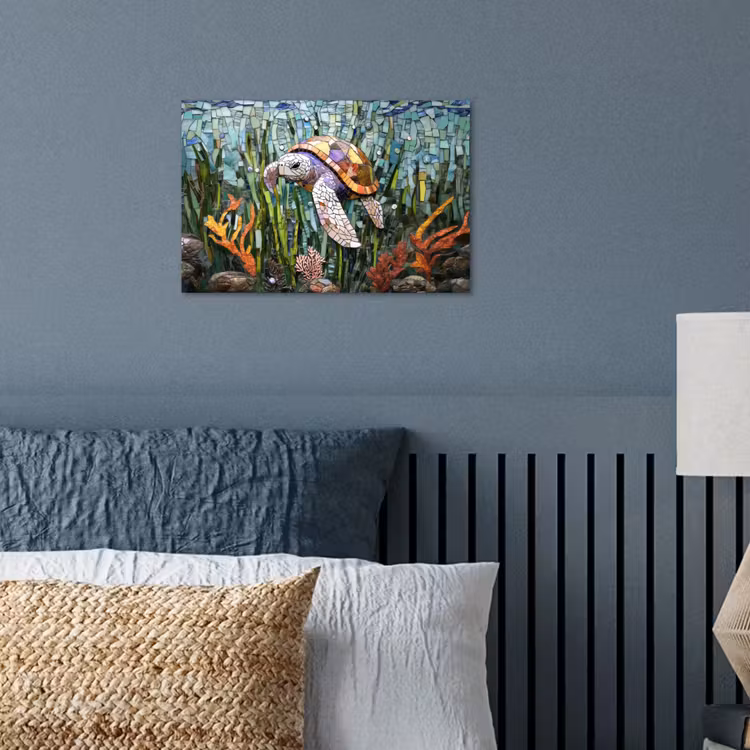 Poster - Schildpad - Zeewier - Mozaïek — 3