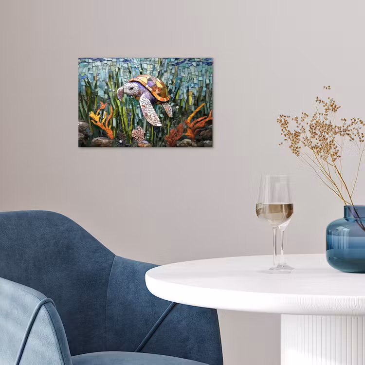 Poster - Schildpad - Zeewier - Mozaïek — 4