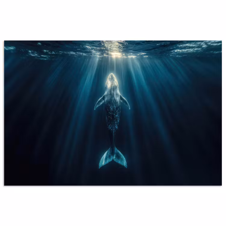Poster - Walvis - Water - Zonnestralen - Blauw — 1