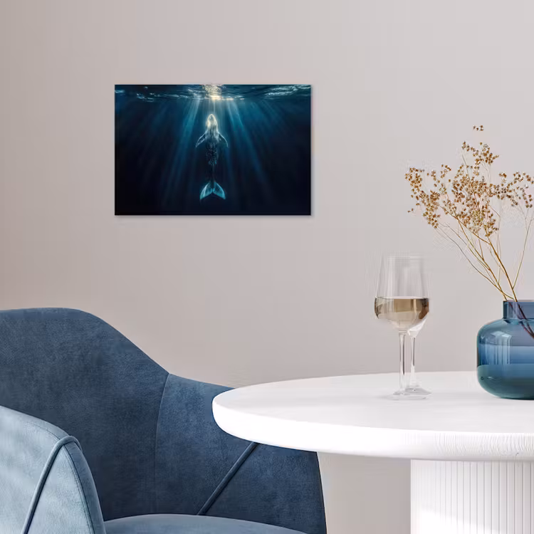Poster - Walvis - Water - Zonnestralen - Blauw — 4