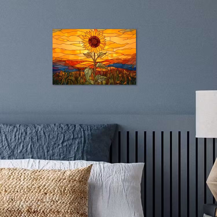 Poster - Zonnebloem - Mozaïek - Zonsondergang - Geel — 3