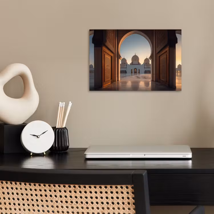 Poster - Zonsopkomst - Witte koepels - Plein - Moskee — 2