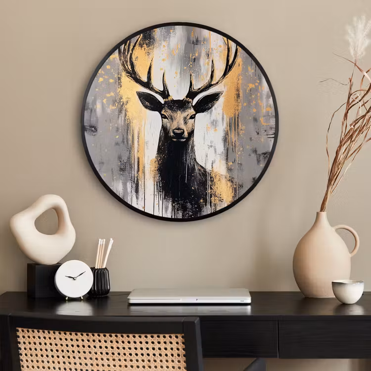 Ronde fotolijst - Abstract - Hert - Gewei - Goud — 2