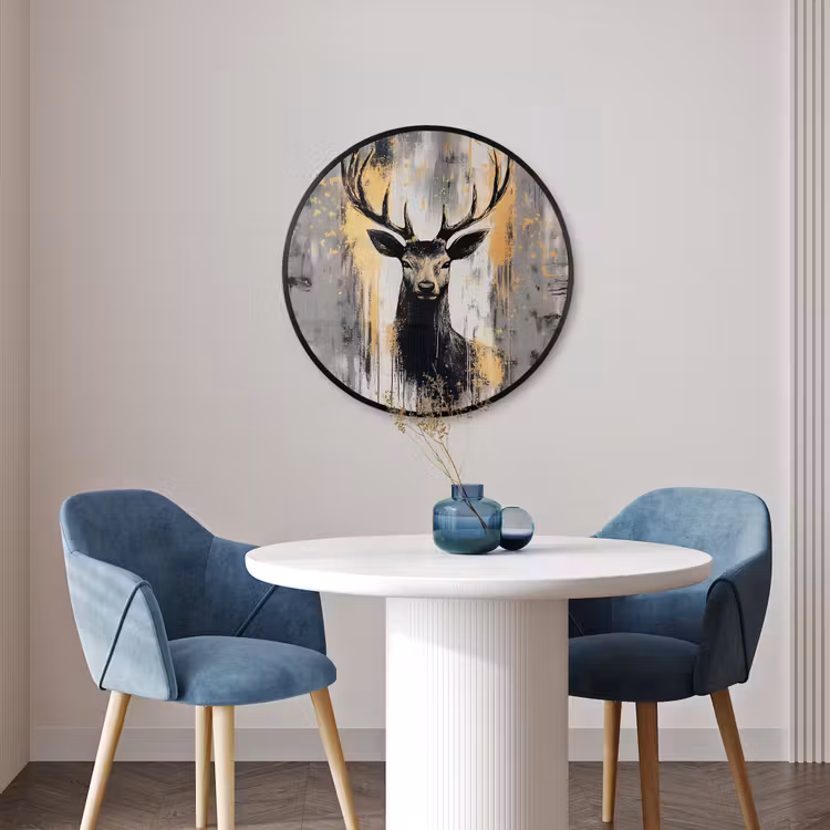 Ronde fotolijst - Abstract - Hert - Gewei - Goud — 3