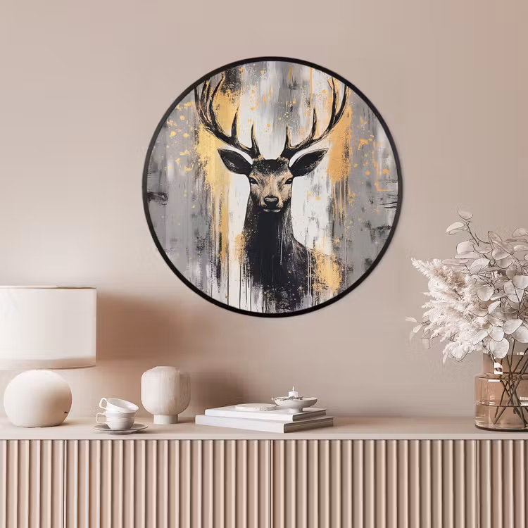 Ronde fotolijst - Abstract - Hert - Gewei - Goud — 4