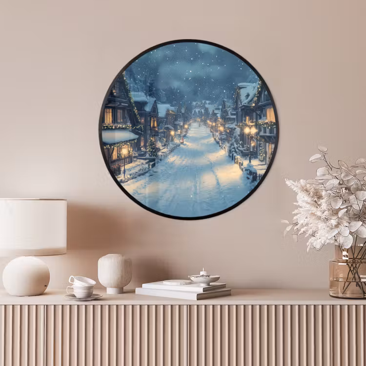 Ronde fotolijst - Kerstdorp - Kerst - Sneeuw - Winter — 4