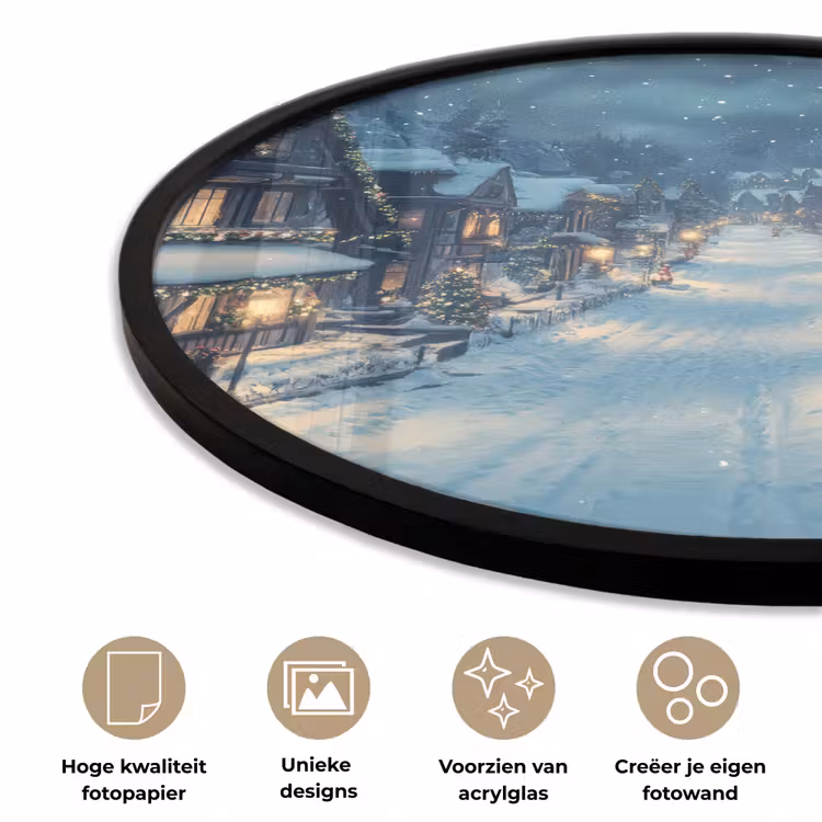 Ronde fotolijst - Kerstdorp - Kerst - Sneeuw - Winter — 5