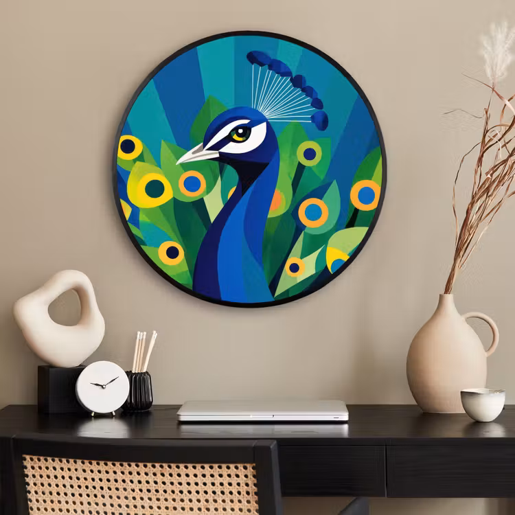 Ronde fotolijst - Pauw - Cirkels - Blauw — 2