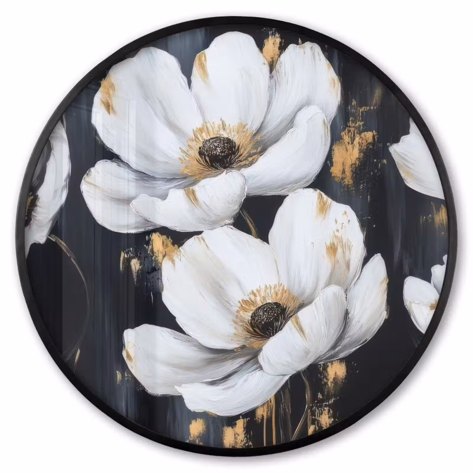 Ronde fotolijst - Bloemen - Wit - Abstract — 1