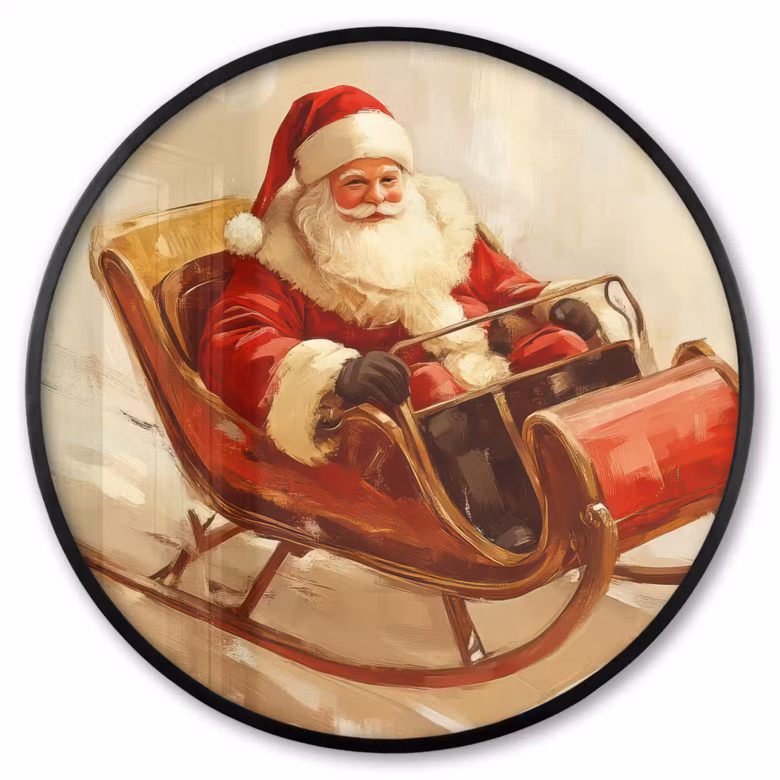 Ronde fotolijst - Kerst - Slee - Kerstman — 1