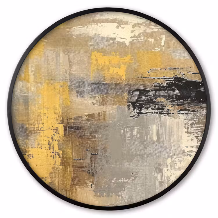 Ronde fotolijst - Abstract - Geel - Modern - Beige — 1