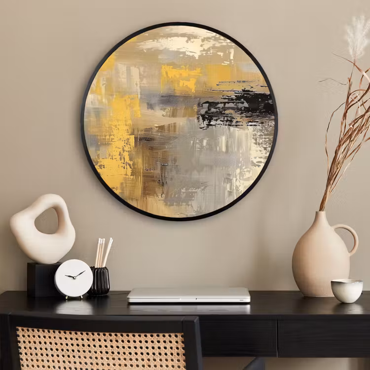 Ronde fotolijst - Abstract - Geel - Modern - Beige — 2
