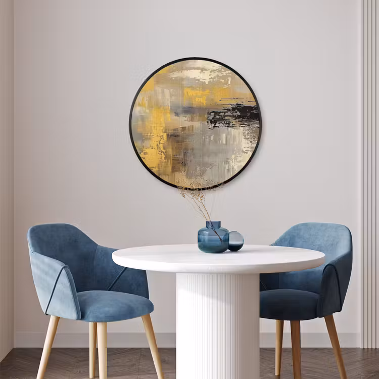 Ronde fotolijst - Abstract - Geel - Modern - Beige — 3
