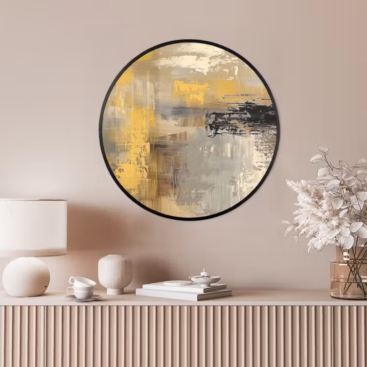 Ronde fotolijst - Abstract - Geel - Modern - Beige — 4