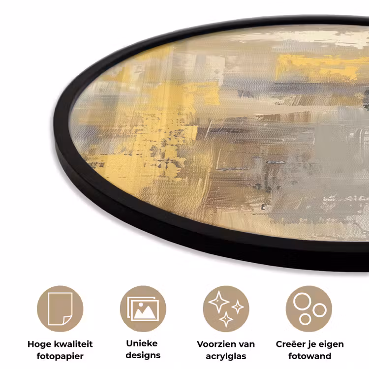 Ronde fotolijst - Abstract - Geel - Modern - Beige — 5