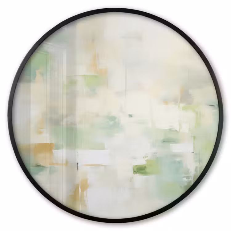 Ronde fotolijst - Abstract - Kunst - Wit - Groen - Modern — 1