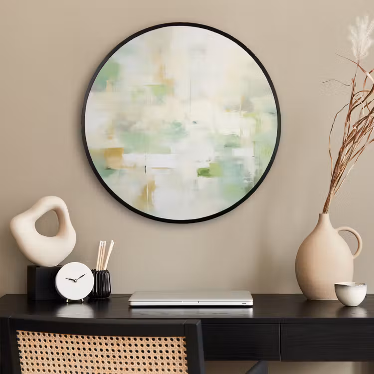 Ronde fotolijst - Abstract - Kunst - Wit - Groen - Modern — 2
