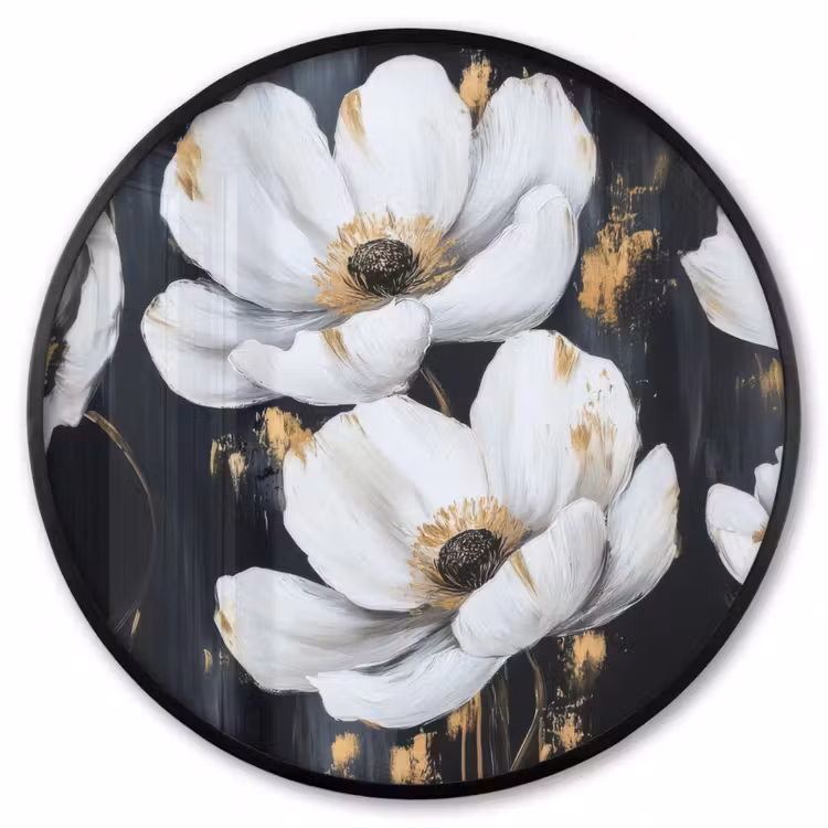 Ronde fotolijst - Bloemen - Wit - Abstract — 1