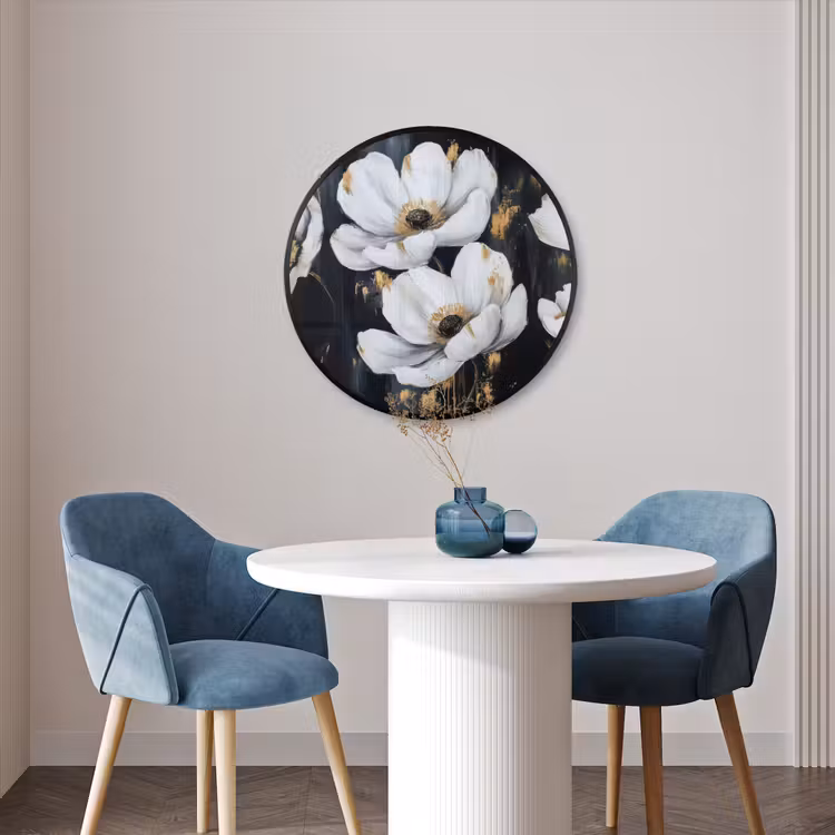 Ronde fotolijst - Bloemen - Wit - Abstract — 3