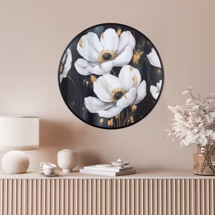 Ronde fotolijst - Bloemen - Wit - Abstract — 4