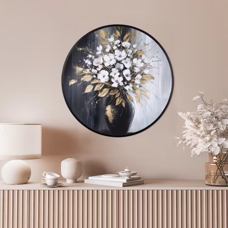 Ronde fotolijst - Bloemen - Wit - Vaas - Abstract — 4