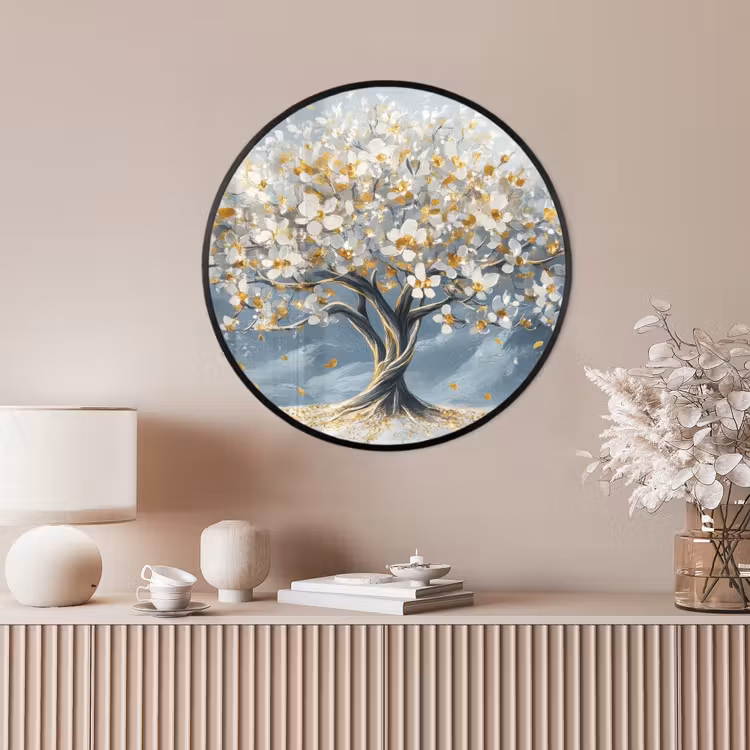 Ronde fotolijst - Boom - Winter - Levensboom - Modern - Goud — 4
