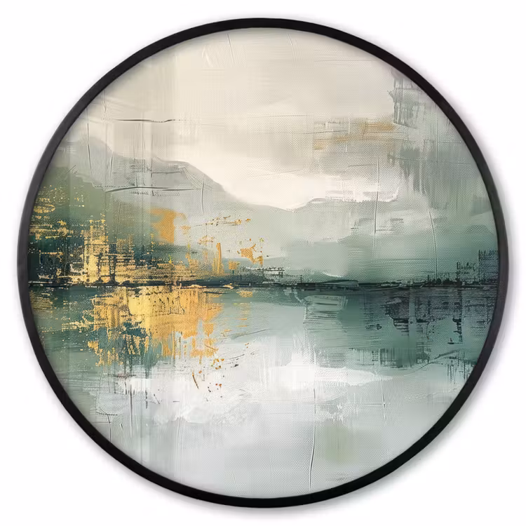 Ronde fotolijst - Groen - Modern - Abstract - Goud — 1