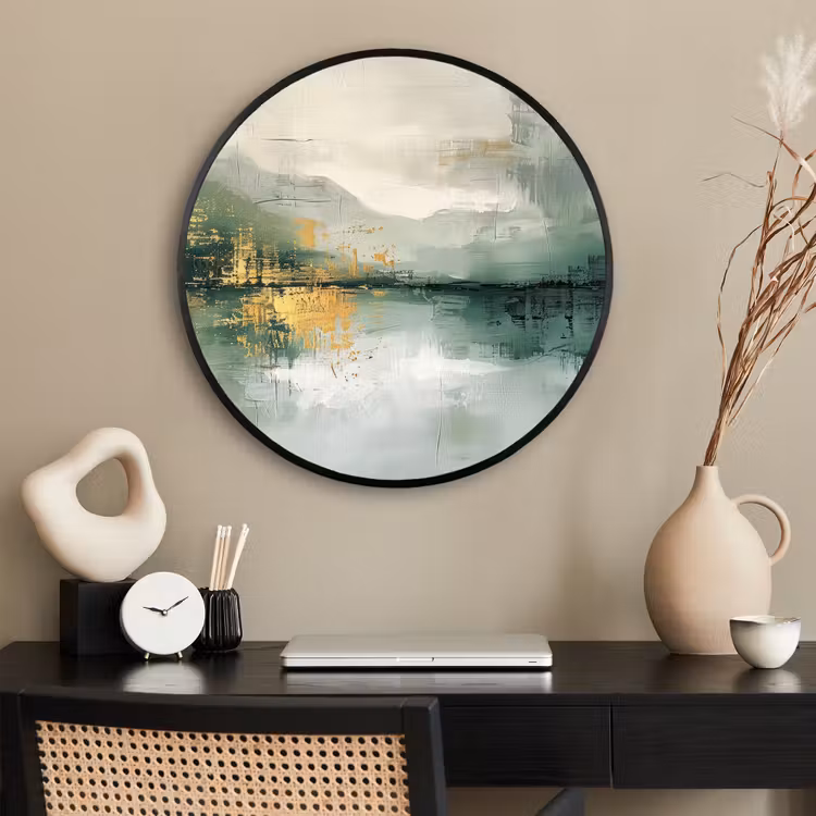 Ronde fotolijst - Groen - Modern - Abstract - Goud — 2