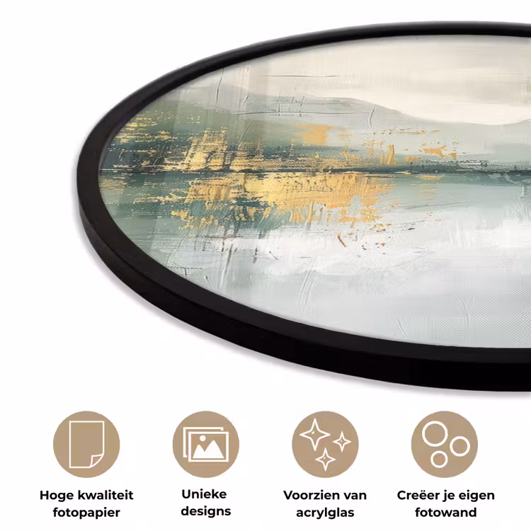 Ronde fotolijst - Groen - Modern - Abstract - Goud — 5