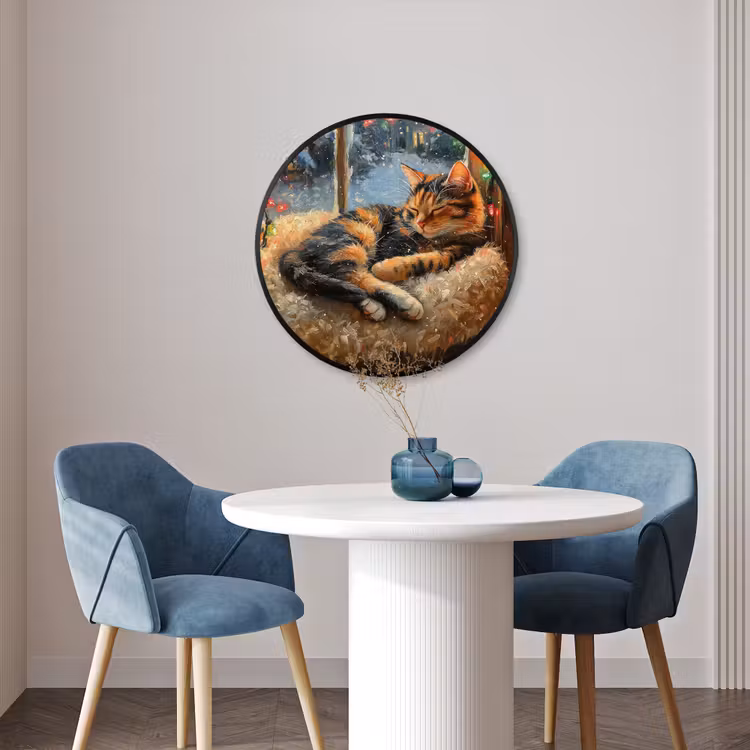 Ronde fotolijst - Kat - Kerst - Winter - Dier — 3