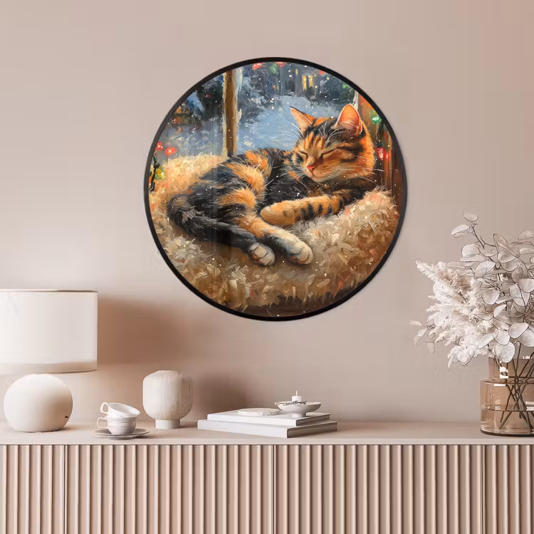 Ronde fotolijst - Kat - Kerst - Winter - Dier — 4