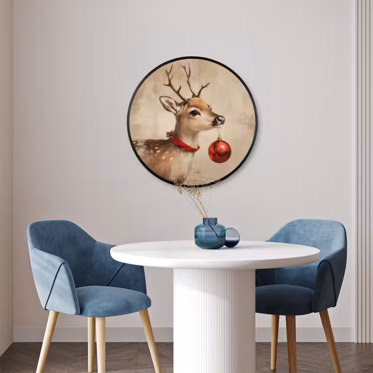 Ronde fotolijst - Kerst - Hert - Gewei - Kerstbal - Rendier — 3